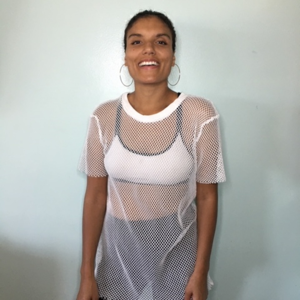 White Mesh T Shirt